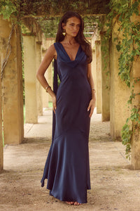 Gabriella Cowl Maxi Dress - Navy
