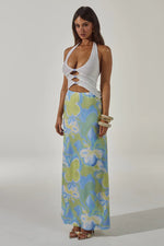 Load image into Gallery viewer, Keagan Cutout Knit Maxi Dress - White/Lana Green
