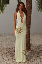 Load image into Gallery viewer, Sabrina Halter Knit Maxi Dress - Lemon
