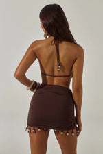 Load image into Gallery viewer, Imelda High Neck Mini Dress - Cocoa
