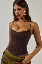 Load image into Gallery viewer, Valerie Lace Trim Bustier - Chocolate
