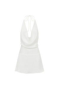 Novalie Halter Cowl Mini Dress - White