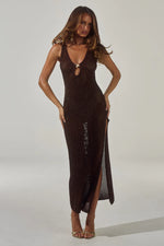 Load image into Gallery viewer, Ariya Sleeveless Knit Maxi Dress - Chocolate Metallic
