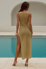 Load image into Gallery viewer, Ariya Sleeveless Knit Maxi Dress - Gold Metallic
