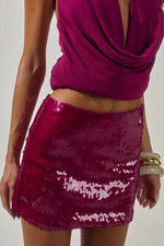 Load image into Gallery viewer, Athena Sequin Mini Skirt - Berry
