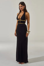 Load image into Gallery viewer, Xylia Halter Low Plunge Maxi Dress - Black

