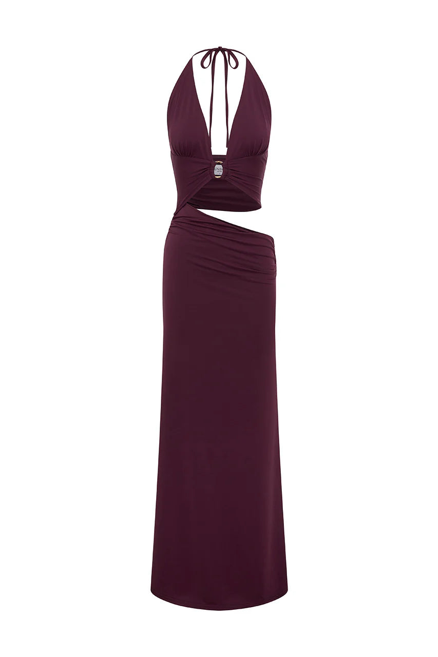 Lumia Halter Maxi Dress - Plum