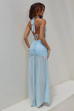 Load image into Gallery viewer, Adrianna Plunge Ruched Maxi Dress - Aqua

