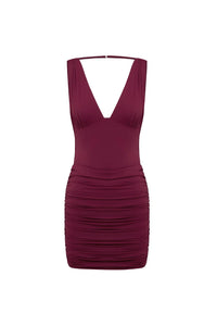 Lumia Ruched Mini Dress - Berry