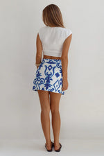 Load image into Gallery viewer, Iris Wrap Tie Mini Skirt - Maddie Blue
