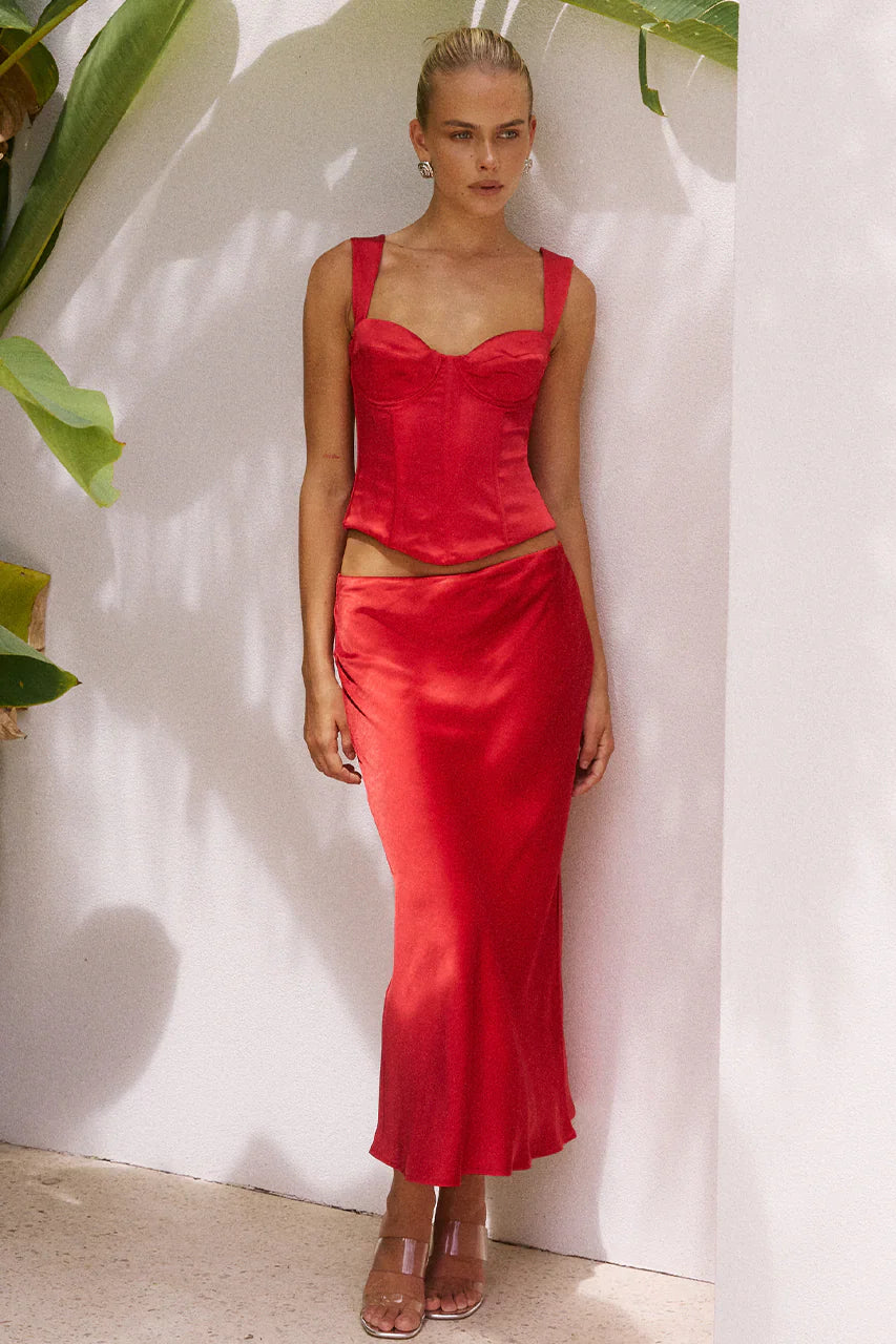 Oura Midi Skirt - Red