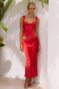 Oura Midi Skirt - Red