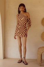 Load image into Gallery viewer, Montie Off Shoulder Mini Dress - Montie Choc
