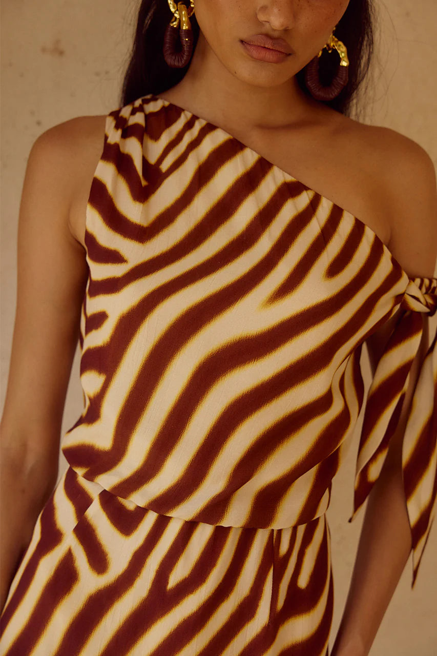 Montie Off Shoulder Mini Dress - Montie Choc