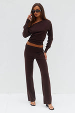 Load image into Gallery viewer, Heather Wide Leg Knit Pant - Chocolate
