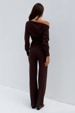 Load image into Gallery viewer, Heather Wide Leg Knit Pant - Chocolate
