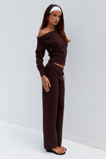 Load image into Gallery viewer, Heather Wide Leg Knit Pant - Chocolate
