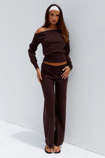 Load image into Gallery viewer, Heather Wide Leg Knit Pant - Chocolate
