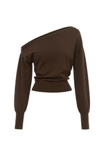 Load image into Gallery viewer, Heather Off Shoulder Knit Top - Chocolate
