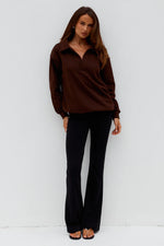 Load image into Gallery viewer, Laurette Oversized Polo Sweater - Chocolate
