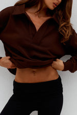 Load image into Gallery viewer, Laurette Oversized Polo Sweater - Chocolate
