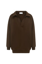Load image into Gallery viewer, Laurette Oversized Polo Sweater - Chocolate
