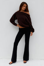 Load image into Gallery viewer, Dione Off Shoulder Knit Sweater - Chocolate
