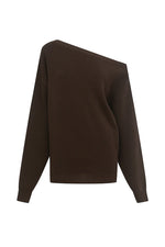 Load image into Gallery viewer, Dione Off Shoulder Knit Sweater - Chocolate
