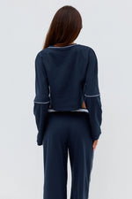 Load image into Gallery viewer, Eleri Oversized Long Sleeve Crop Top - Steel
