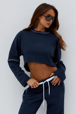 Load image into Gallery viewer, Eleri Oversized Long Sleeve Crop Top - Steel
