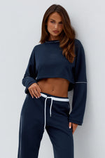 Load image into Gallery viewer, Eleri Oversized Long Sleeve Crop Top - Steel
