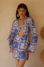 Load image into Gallery viewer, Elka Sleeved Mini Dress - Havanna Navy
