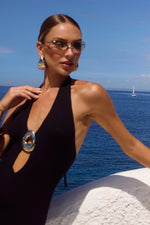 Load image into Gallery viewer, Lilabelle Halter Knit Maxi Dress - Black
