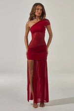 Load image into Gallery viewer, Sorelli One Shoulder Maxi Dress - Red
