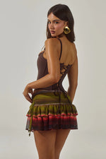 Load image into Gallery viewer, Daniella Ruched Ruffle Mini Skirt - Anabelle Red
