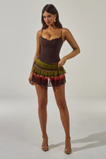 Load image into Gallery viewer, Daniella Ruched Ruffle Mini Skirt - Anabelle Red
