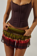 Load image into Gallery viewer, Daniella Ruched Ruffle Mini Skirt - Anabelle Red
