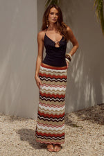 Load image into Gallery viewer, Vernanza Low Waist Knit Maxi Skirt - Orange Multi
