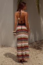 Load image into Gallery viewer, Vernanza Low Waist Knit Maxi Skirt - Orange Multi
