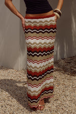 Load image into Gallery viewer, Vernanza Low Waist Knit Maxi Skirt - Orange Multi
