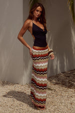 Load image into Gallery viewer, Vernanza Low Waist Knit Maxi Skirt - Orange Multi
