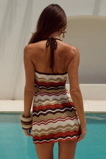 Load image into Gallery viewer, Vernanza Halter Knit Mini Dress - Orange Multi
