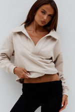 Load image into Gallery viewer, Laurette Oversized Polo Sweater - Biscuit
