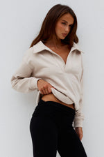 Load image into Gallery viewer, Laurette Oversized Polo Sweater - Biscuit
