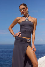Load image into Gallery viewer, Indiana Keyhole Halter Top - Slate
