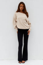 Load image into Gallery viewer, Dione Off Shoulder Knit Sweater - Biscuit
