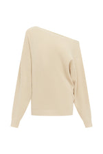 Load image into Gallery viewer, Dione Off Shoulder Knit Sweater - Biscuit
