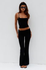Load image into Gallery viewer, Damari Foldover Flare Pants - Black
