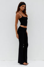 Load image into Gallery viewer, Damari Foldover Flare Pants - Black
