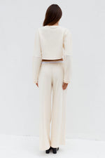 Load image into Gallery viewer, Eleri Wide Leg Track Pants - Biscuit

